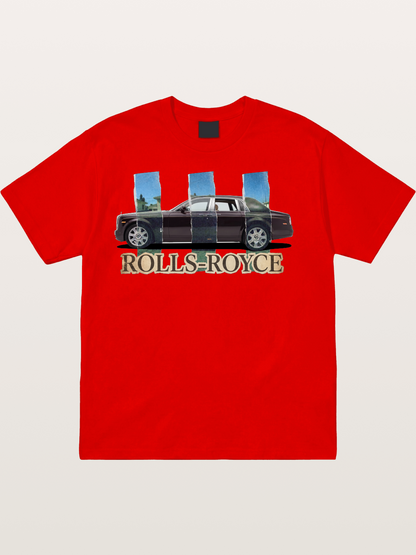 Torn Paper Rolls Royce Collage Cotton T-shirt