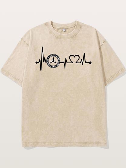 Mercedes Heartbeat Logo Art Washed T-shirt