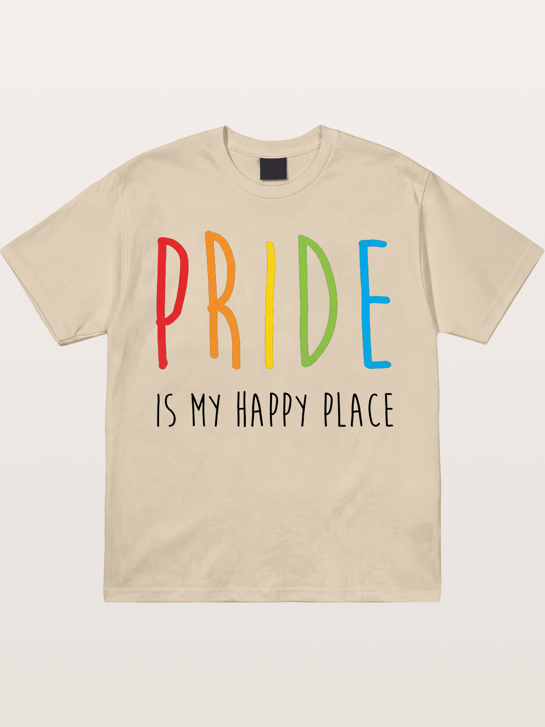Pride Is My Happy Place Rainbow Text Gildan T-shirt