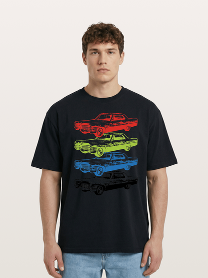 Classic Car Evolution Print Cotton T-shirt
