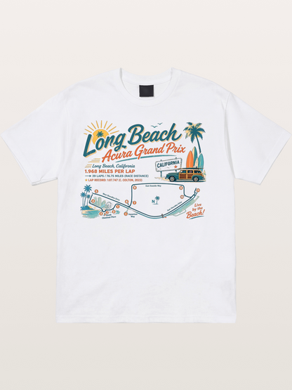 California Long Beach Race Poster Cotton T-shirt