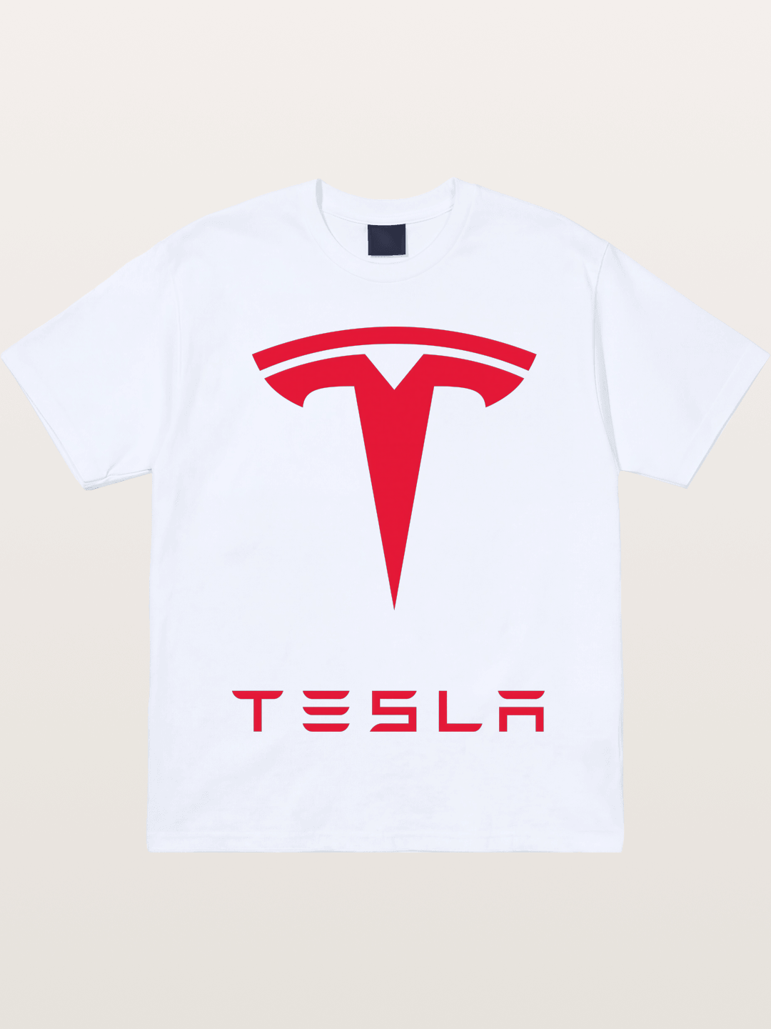 Tesla Red Logo Sticker Gildan T-shirt