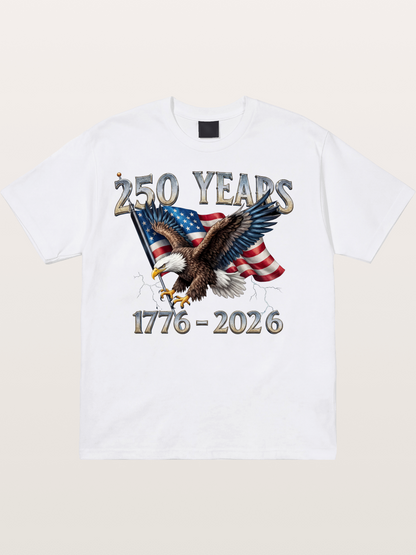 American Eagle 250th Anniversary Flag Cotton T-shirt