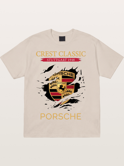 Porsche Stuttgart Tear Logo Cotton T-shirt