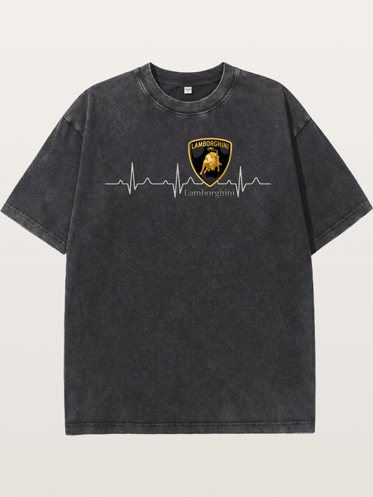 Lamborghini Heartbeat ECG Line Washed T-shirt
