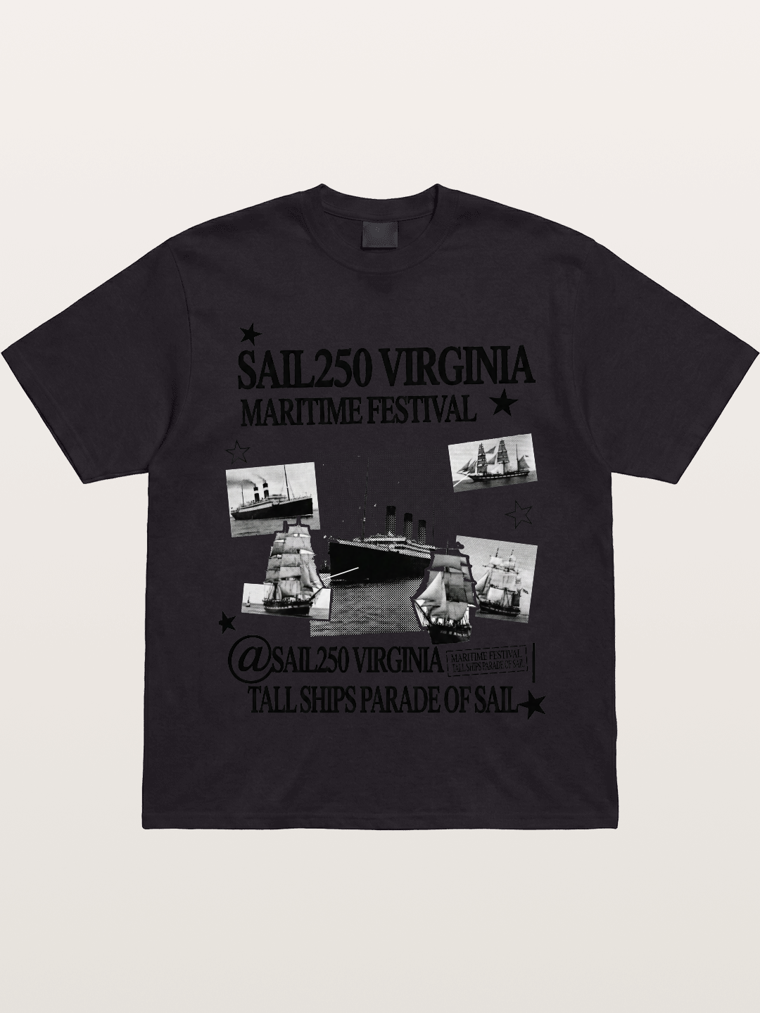 Collage Black White Sailboat Card Gildan T-shirt