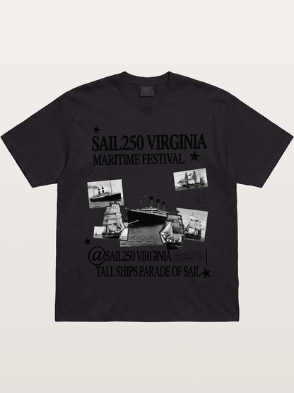 Collage Black White Sailboat Card Gildan T-shirt