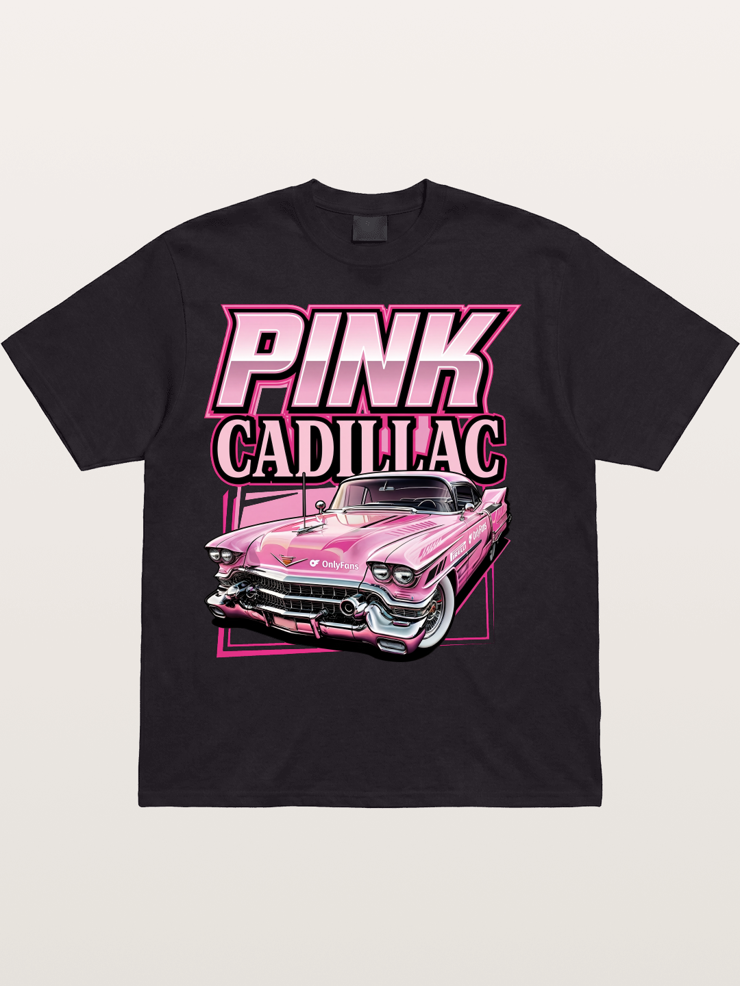 Pink Cadillac Classic Car Art Print Cotton T-shirt
