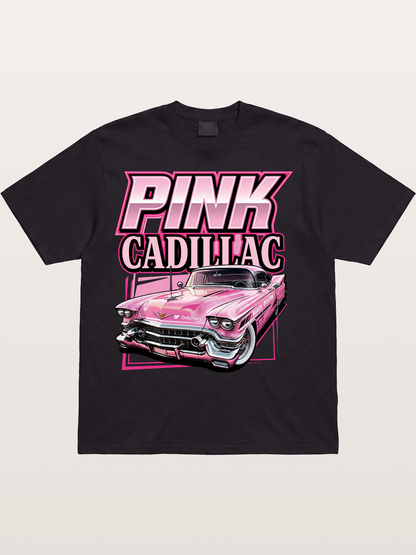 Pink Cadillac Classic Car Art Print Cotton T-shirt