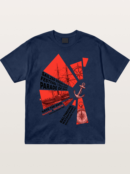 Pink Red Geometric Sail Poster Cotton T-shirt