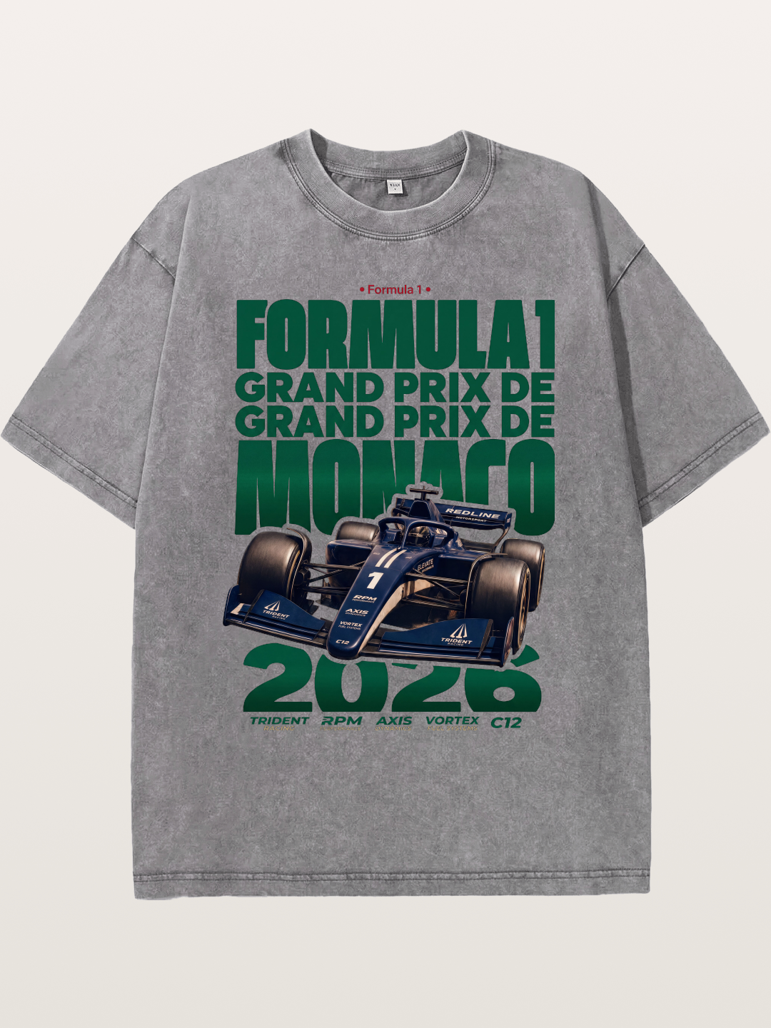 Navy Monaco F1 Grand Prix Art Washed T-shirt