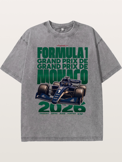 Navy Monaco F1 Grand Prix Art Washed T-shirt