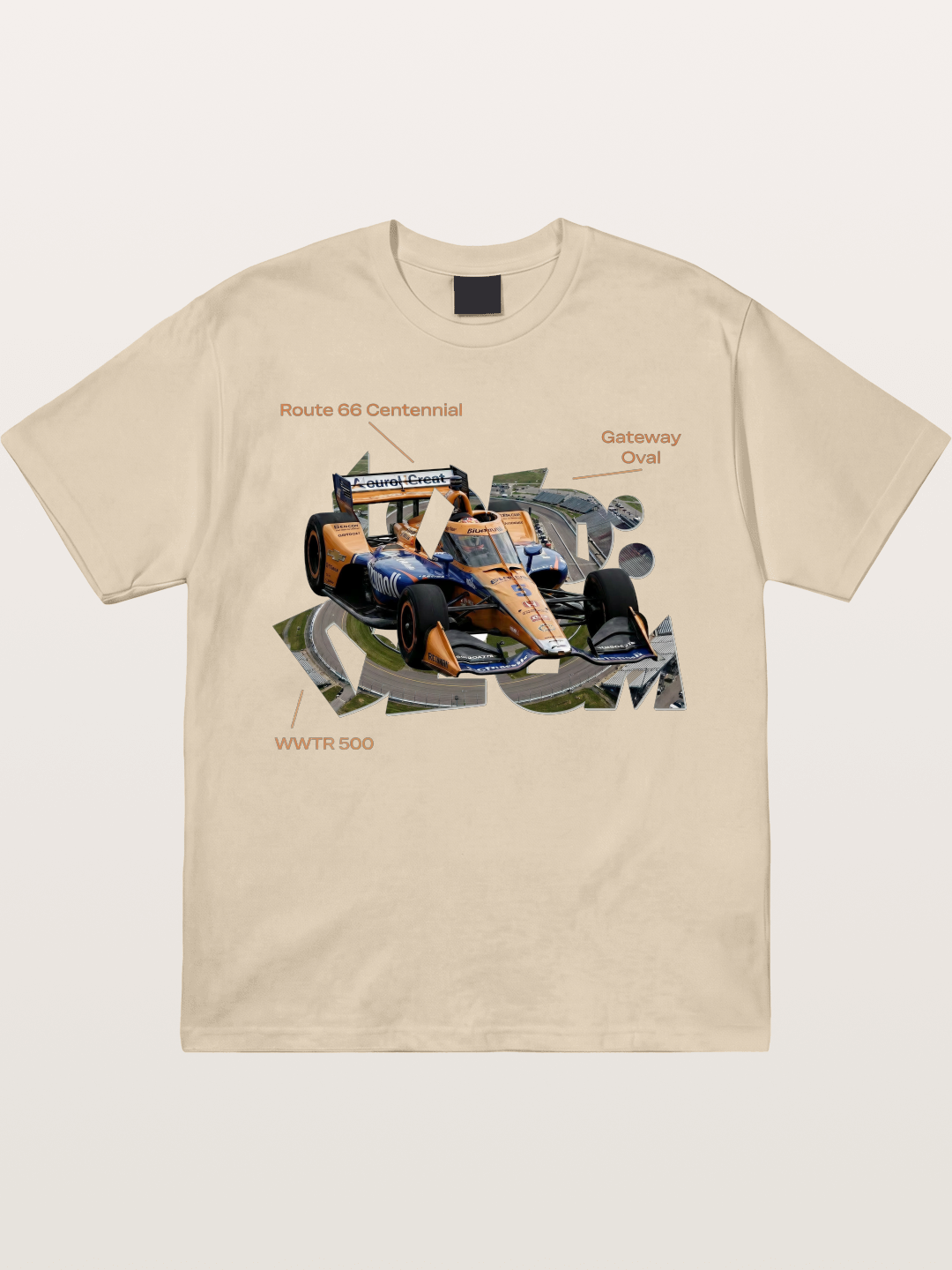 Orange IndyCar Route66 Art Gildan T-shirt