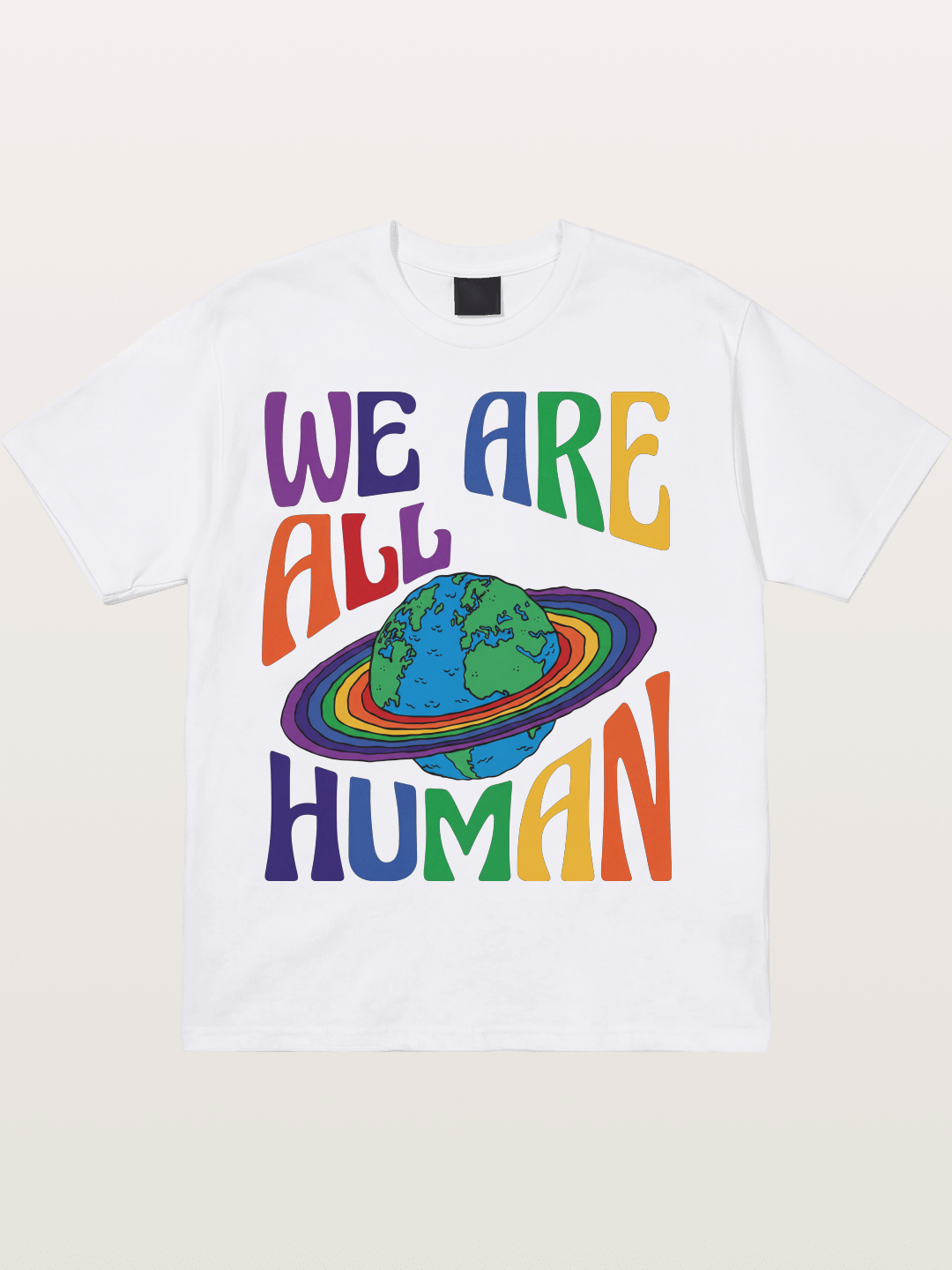 We Are All Human Rainbow Earth Design Cotton T-shirt