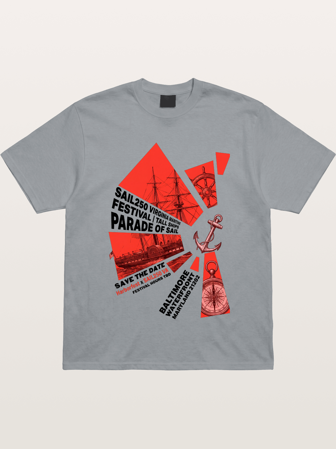 Pink Red Geometric Sail Poster Gildan T-shirt