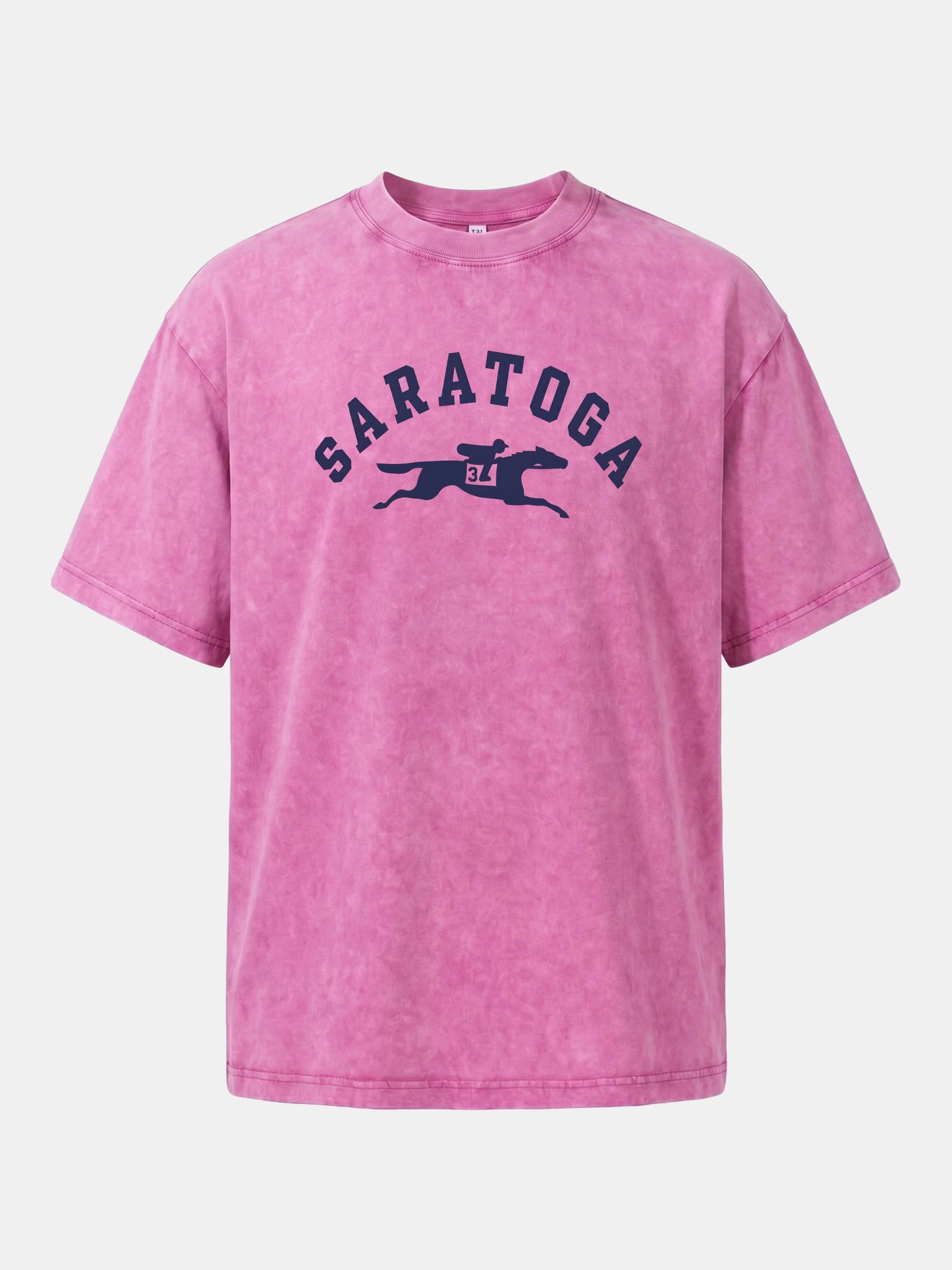 Saratoga Navy Horse Racing Mark Washed T-shirt