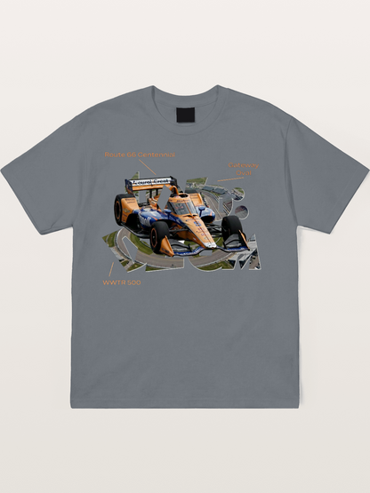 Orange IndyCar Route66 Art Cotton T-shirt