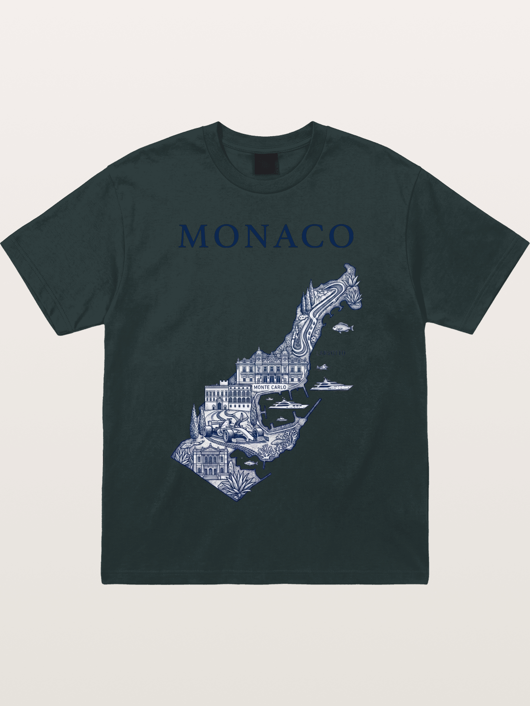 Monaco National Map Circuit Illustration Gildan T-shirt