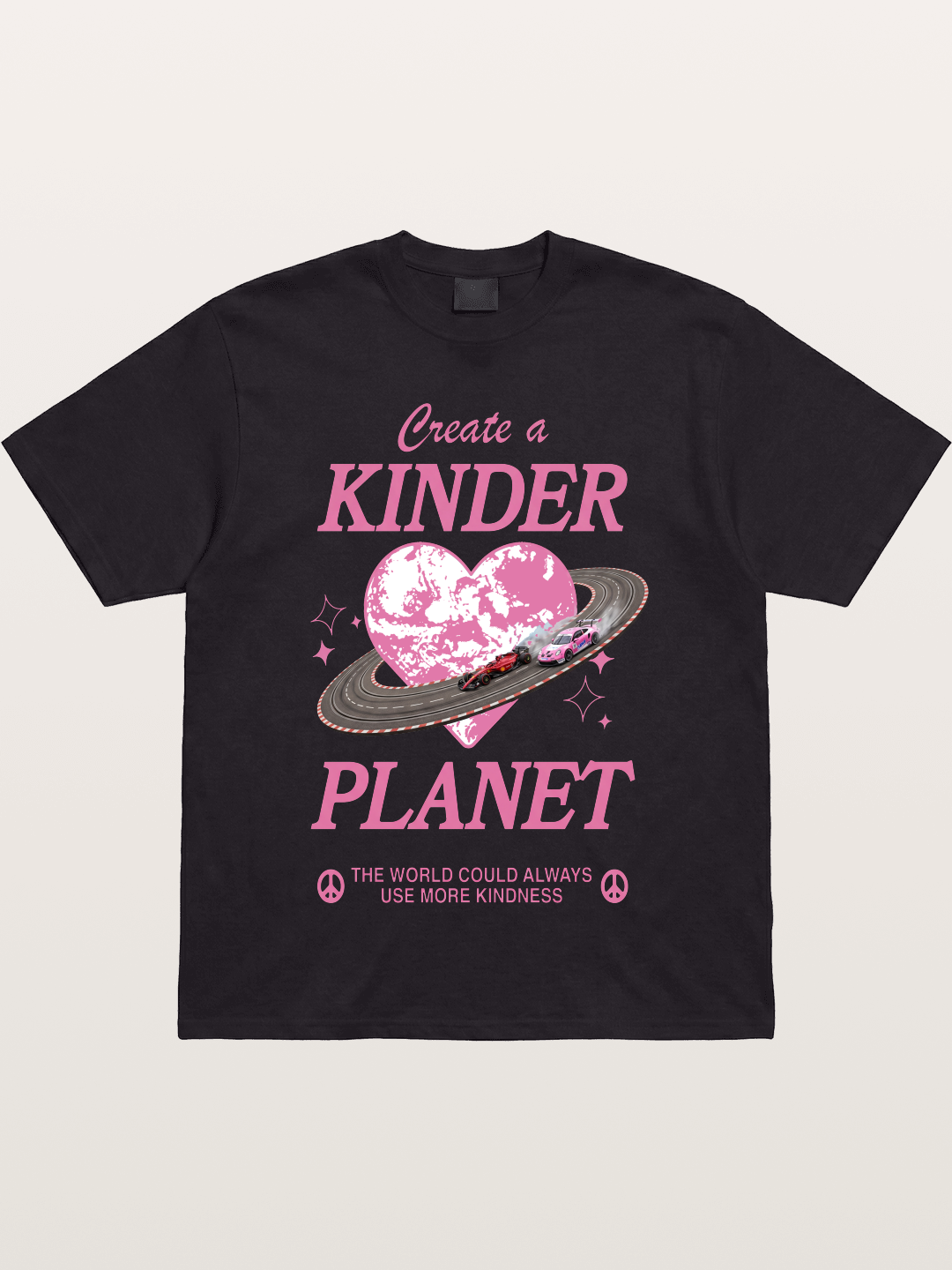 Pink Heart Earth Race Gildan T-shirt