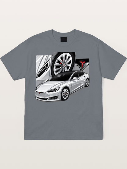 Tesla Model 3 Artwork Cotton T-shirt