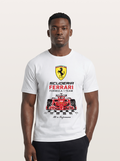 Ferrari F1 Team Racing Poster Cotton T-shirt