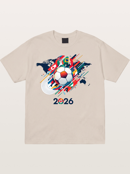 World Cup 2026 Global Flags Print Cotton T-shirt