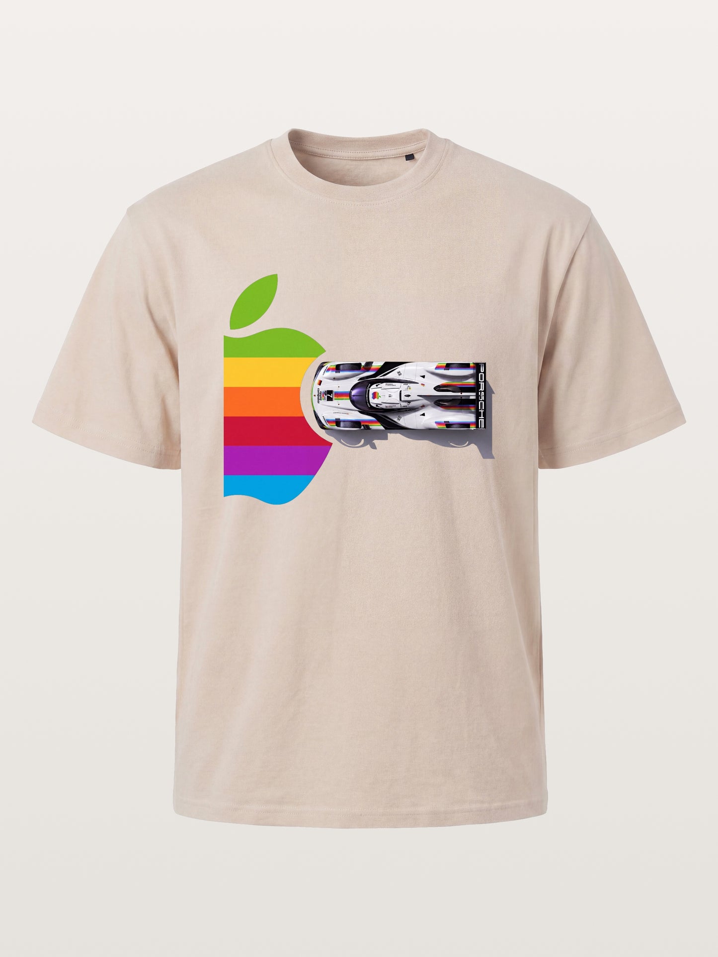 Rainbow Apple Shape Le Mans Race Car Cotton T-shirt