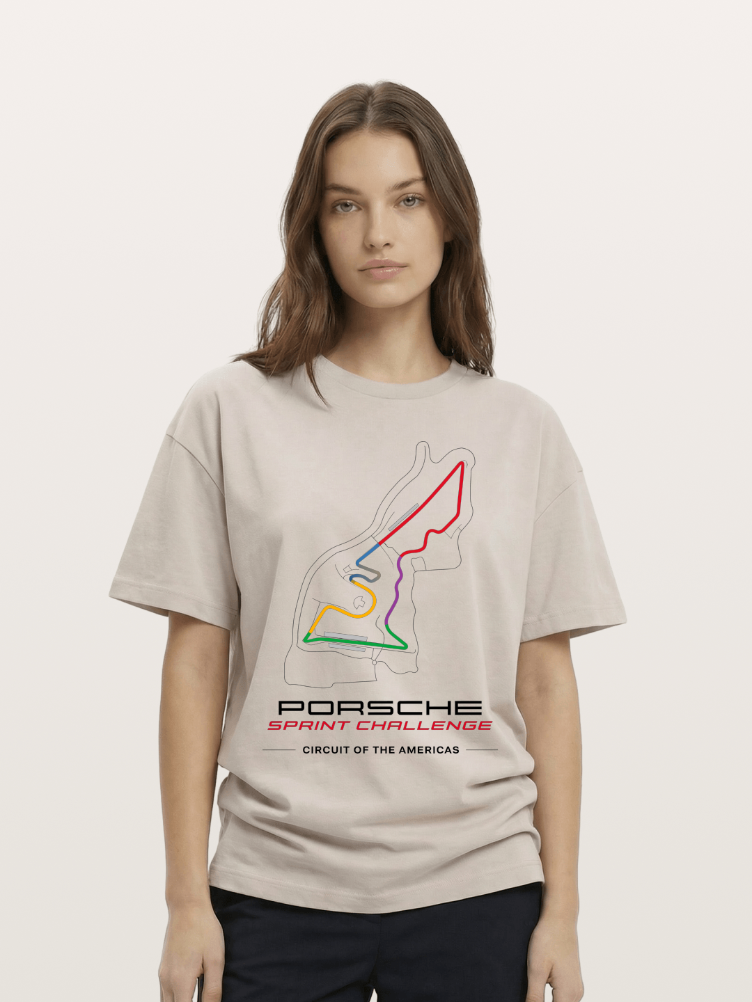 Americas Circuit Colorful Track Map Cotton T-shirt
