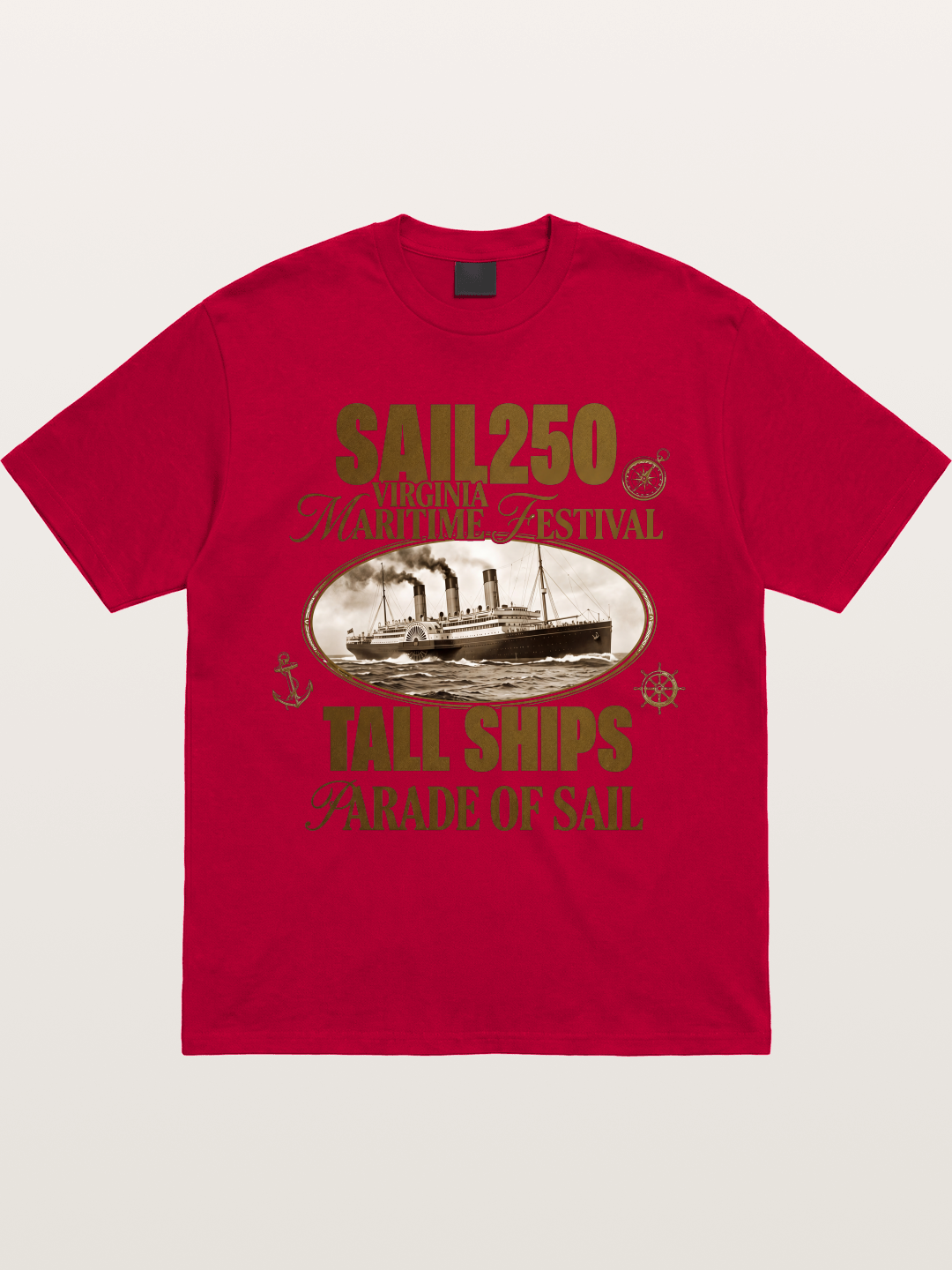 Vintage Sail Ship Maritime Print Gildan T-shirt