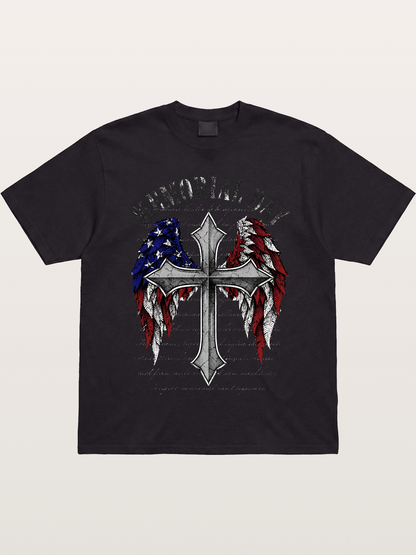 Memorial Day Cross Wings Art Gildan T-shirt