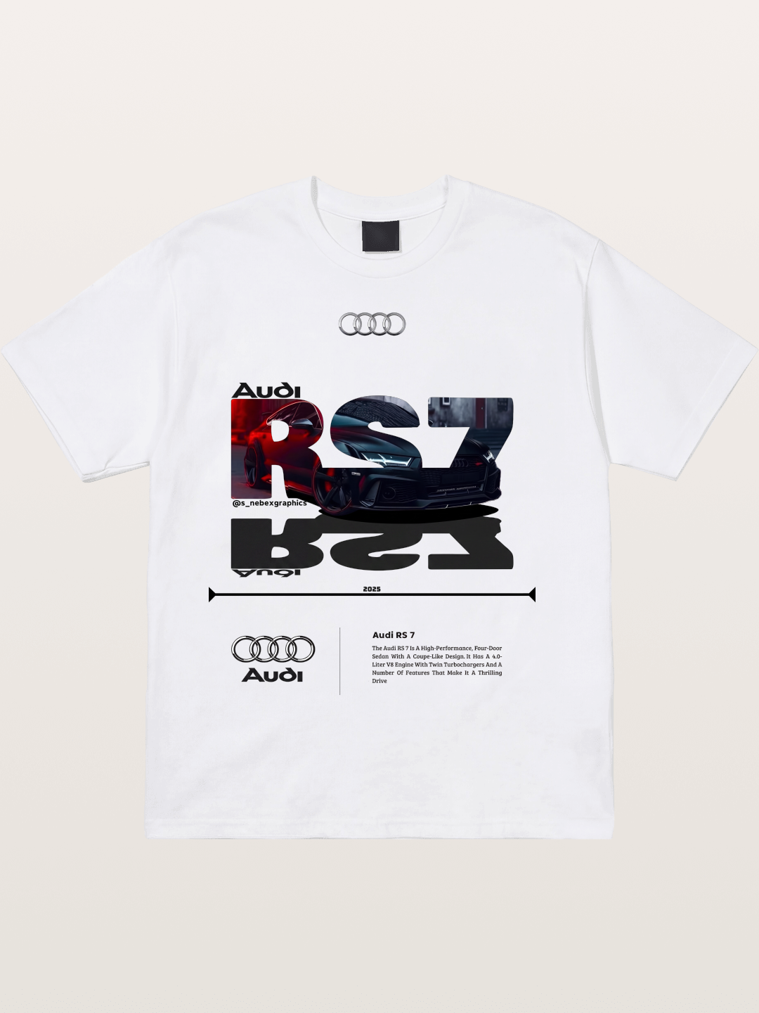 Audi RS7 Typography Collage Cotton T-shirt
