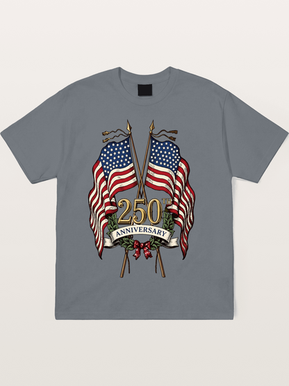 US Flags Anniversary Poster Cotton T-shirt