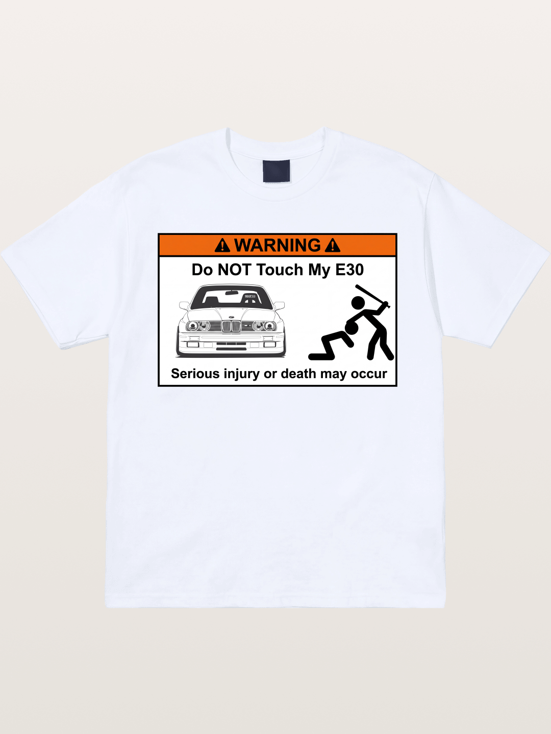 E30 Warning Sticker Print Gildan T-shirt