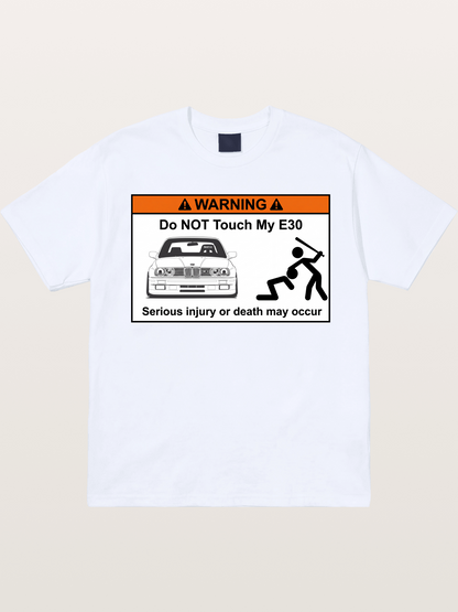 E30 Warning Sticker Print Gildan T-shirt
