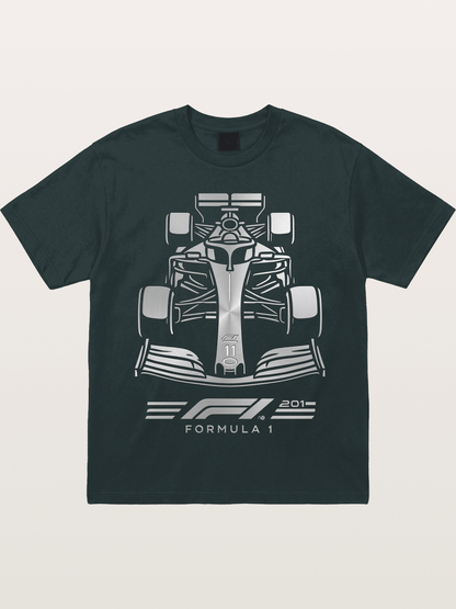 Silver F1 Car Line Art Print Gildan T-shirt