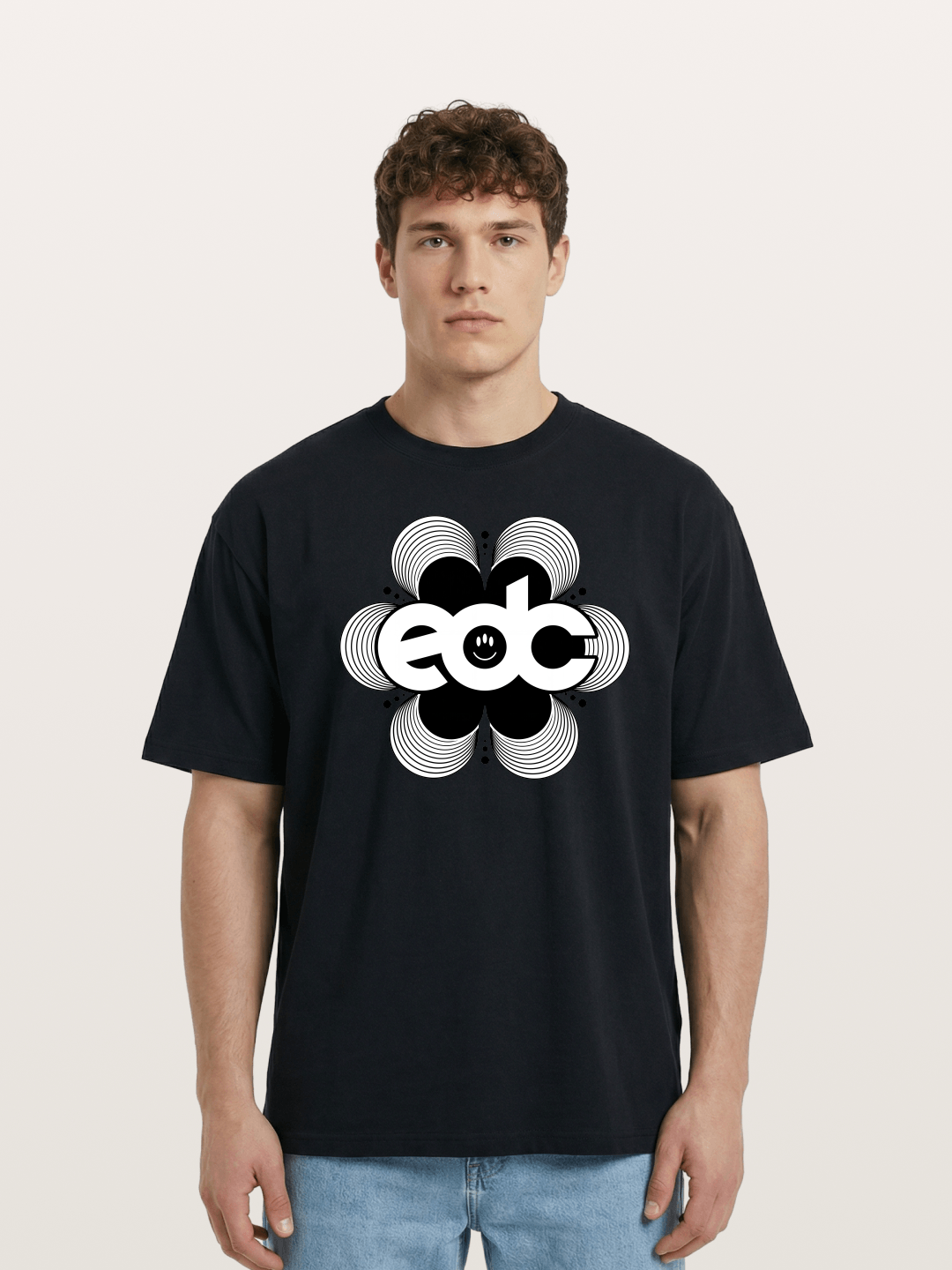 EDC Wavy Daisy Logo Design Cotton T-shirt
