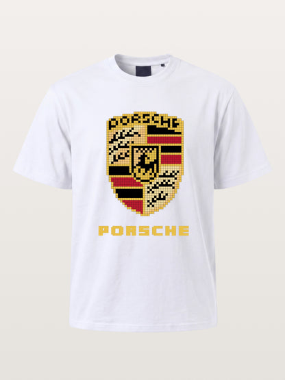 Pixel Mosaic Porsche Crest Emblem Gildan T-shirt