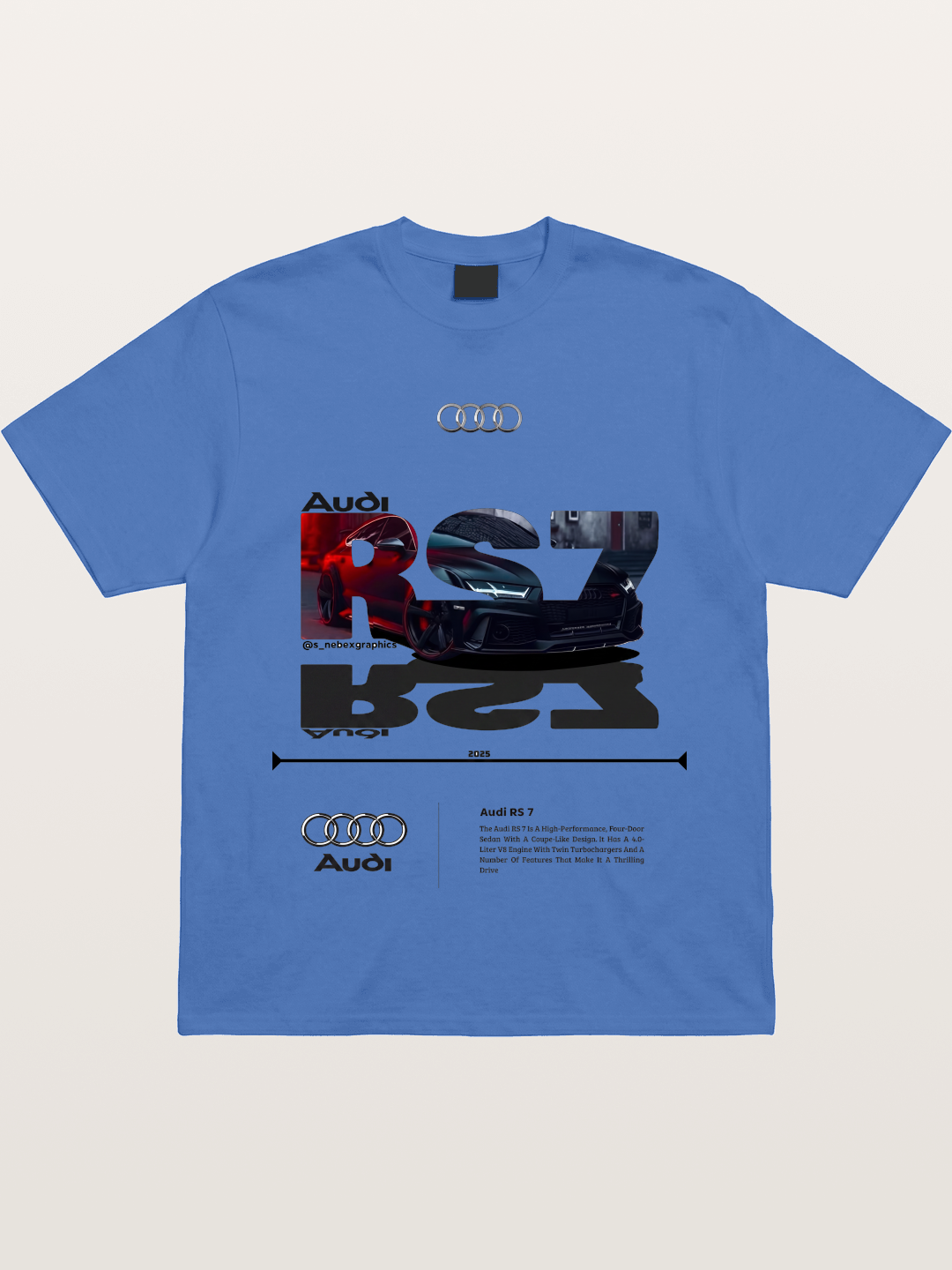 Audi RS7 Typography Collage Gildan T-shirt