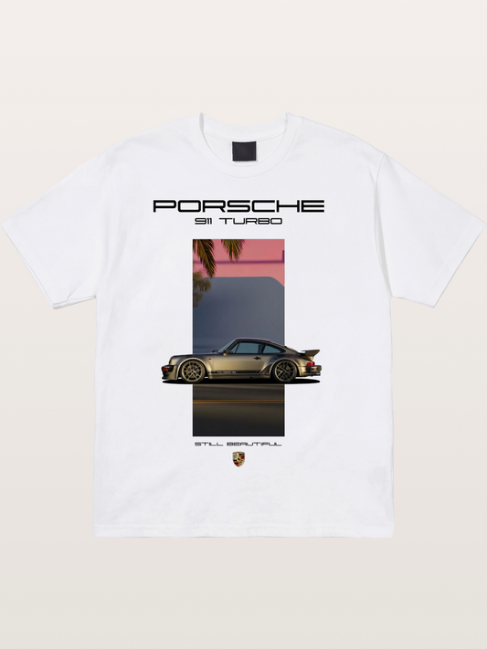 911 Turbo Retro Palm Print Cotton T-shirt