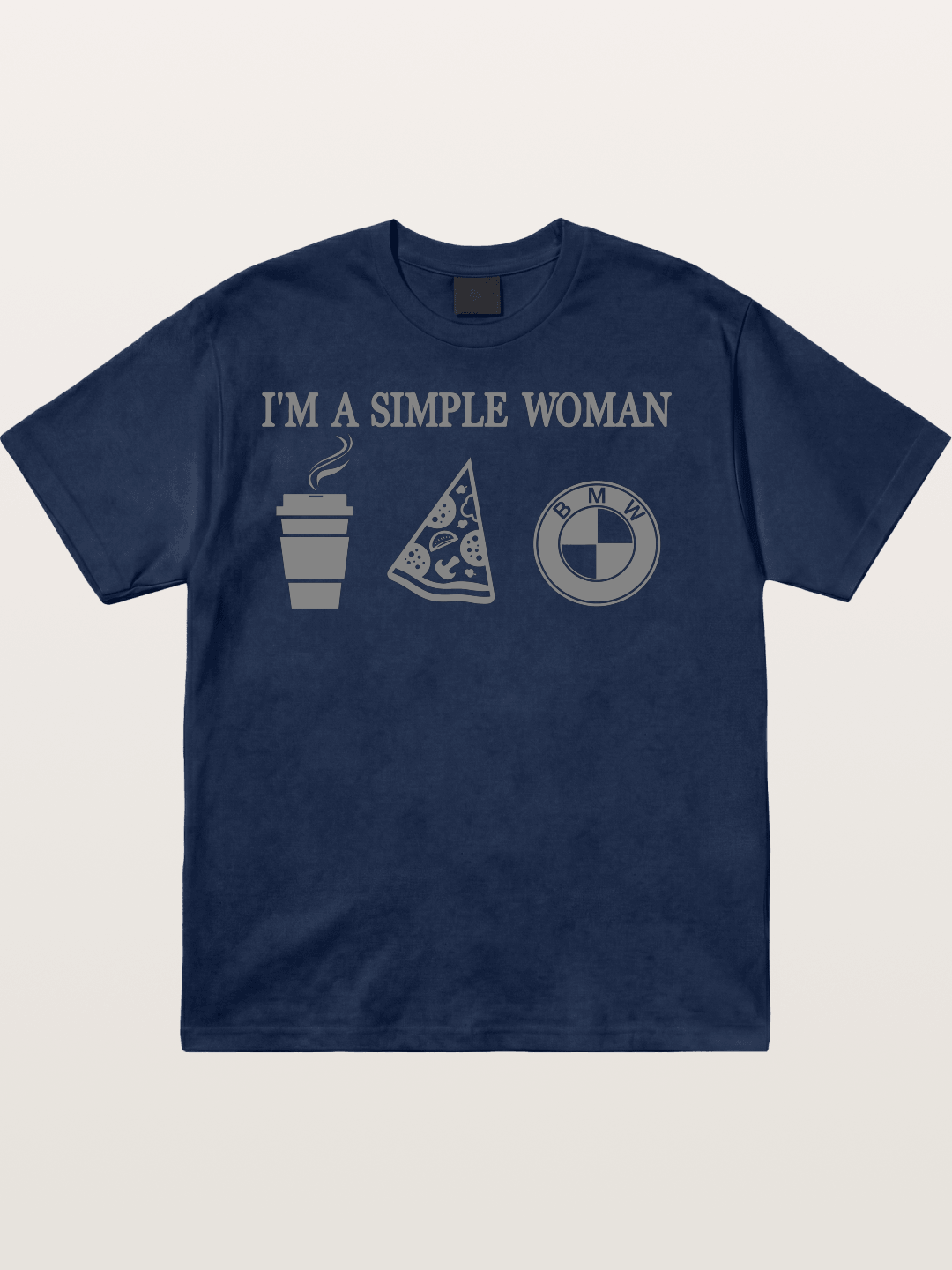 Simple Woman BMW Coffee Pizza Art Cotton T-shirt
