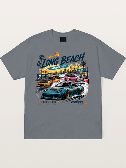 Long Beach Drift Racing Art Cotton T-shirt