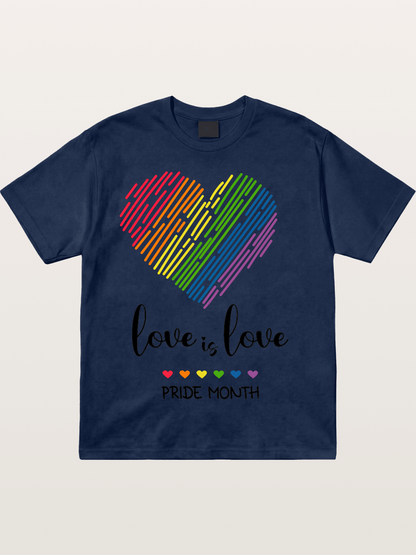 Pride Month Rainbow Heart Cotton T-shirt