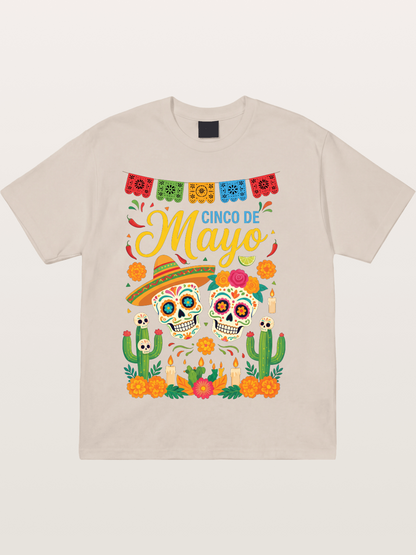 Cinco de Mayo Sugar Skull Fiesta Cotton T-shirt