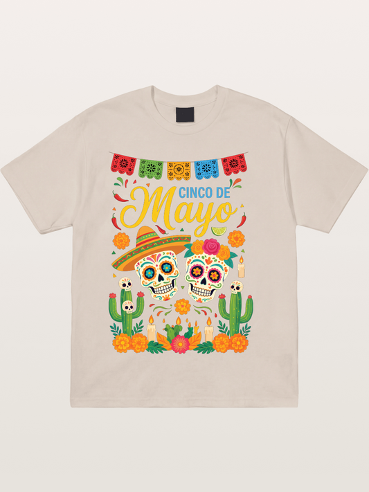 Cinco de Mayo Sugar Skull Fiesta Cotton T-shirt