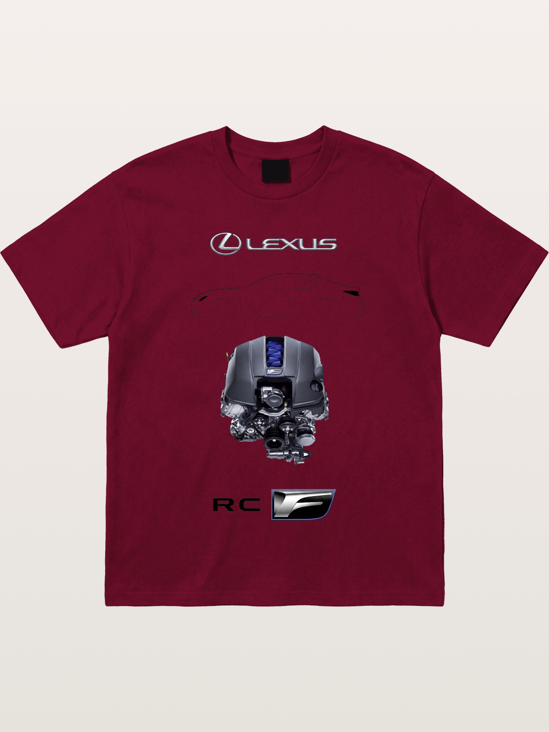 RC F Engine Outline Poster Gildan T-shirt