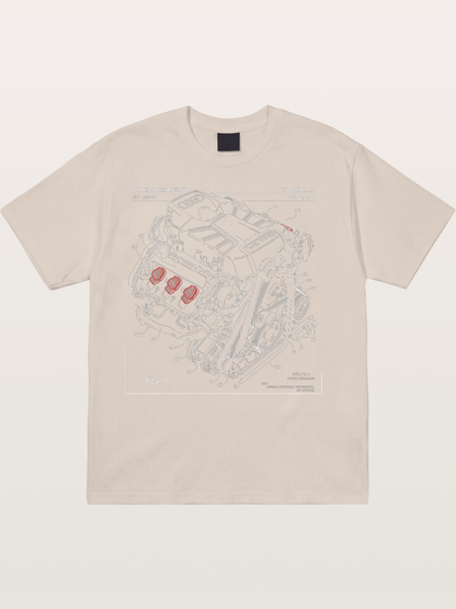 V6 TFSI Audi Powertrain Patent Drawing Cotton T-shirt