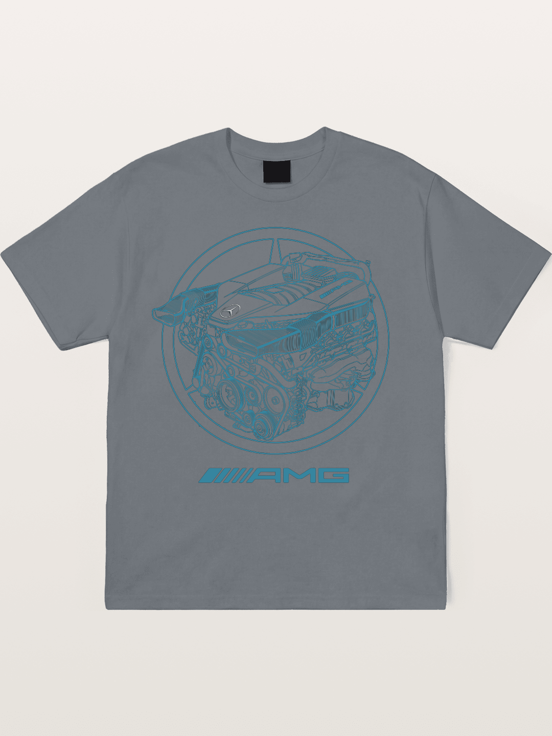 Mercedes AMG Engine Cutaway Blueprint Cotton T-shirt