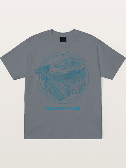 Mercedes AMG Engine Cutaway Blueprint Cotton T-shirt