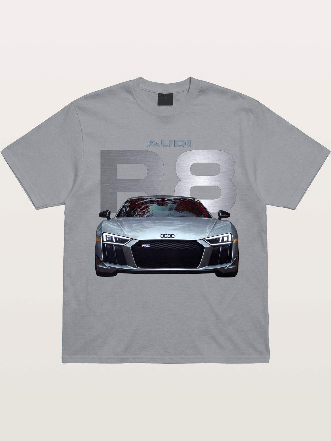 Audi R8 Silver Supercar Front Gildan T-shirt