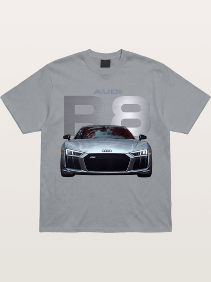Audi R8 Silver Supercar Front Gildan T-shirt